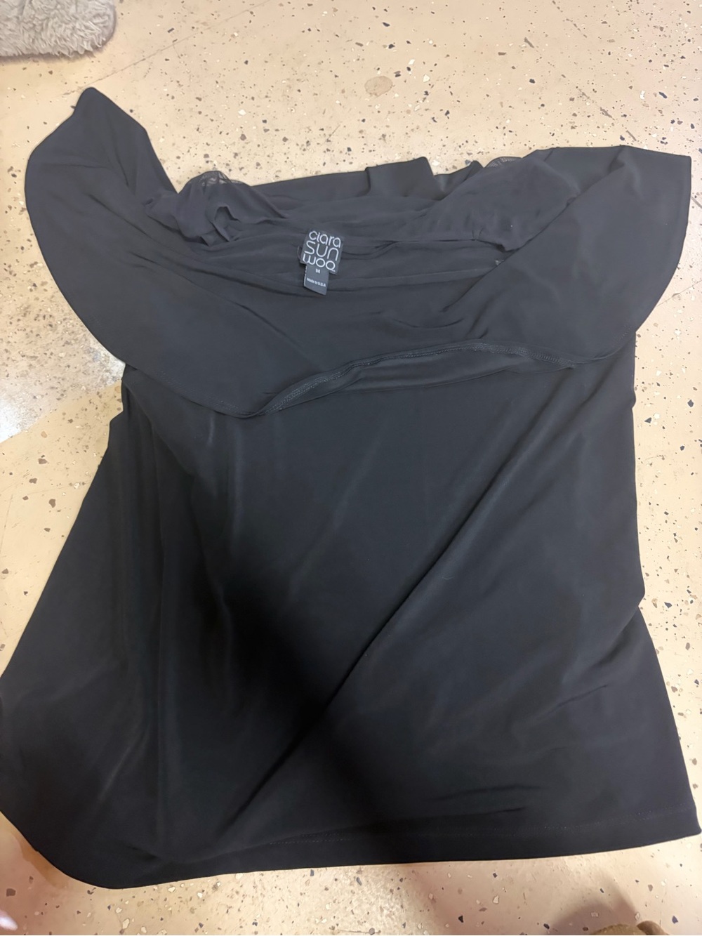 Soma Black Sheer Overlay Scoop Neck Top